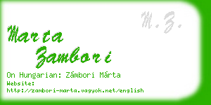 marta zambori business card